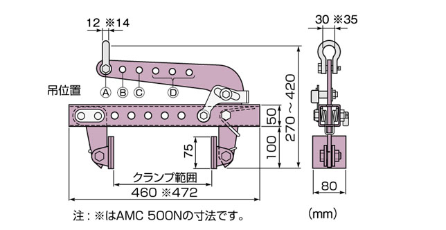 AMC-N混凝土制品用夹具尺寸