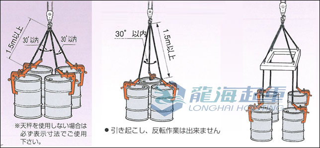 DLV•DLVL型鹰牌圆铁桶专用吊具吊装