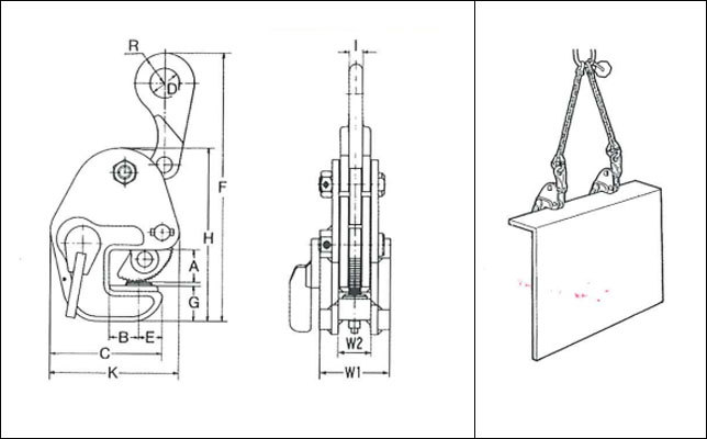 GL型鹰牌横吊钢板夹钳尺寸图及吊装案例