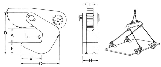 HOS型鹰牌水平钢板吊具尺寸 HOS型鹰牌水平钢板吊具尺寸