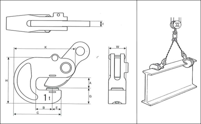 KVA型鹰牌横吊钢板夹钳尺寸及吊装案例
