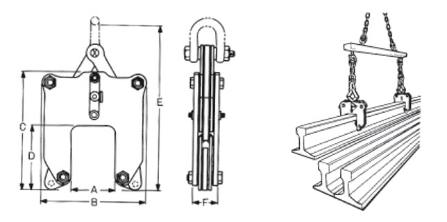 RCA型鹰牌钢轨起吊用夹钳尺寸